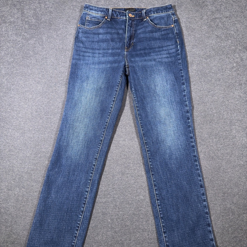 Talbots Straight Leg Jeans Womens 6 Blue Dark Wash High Rise Stretch Denim Boho